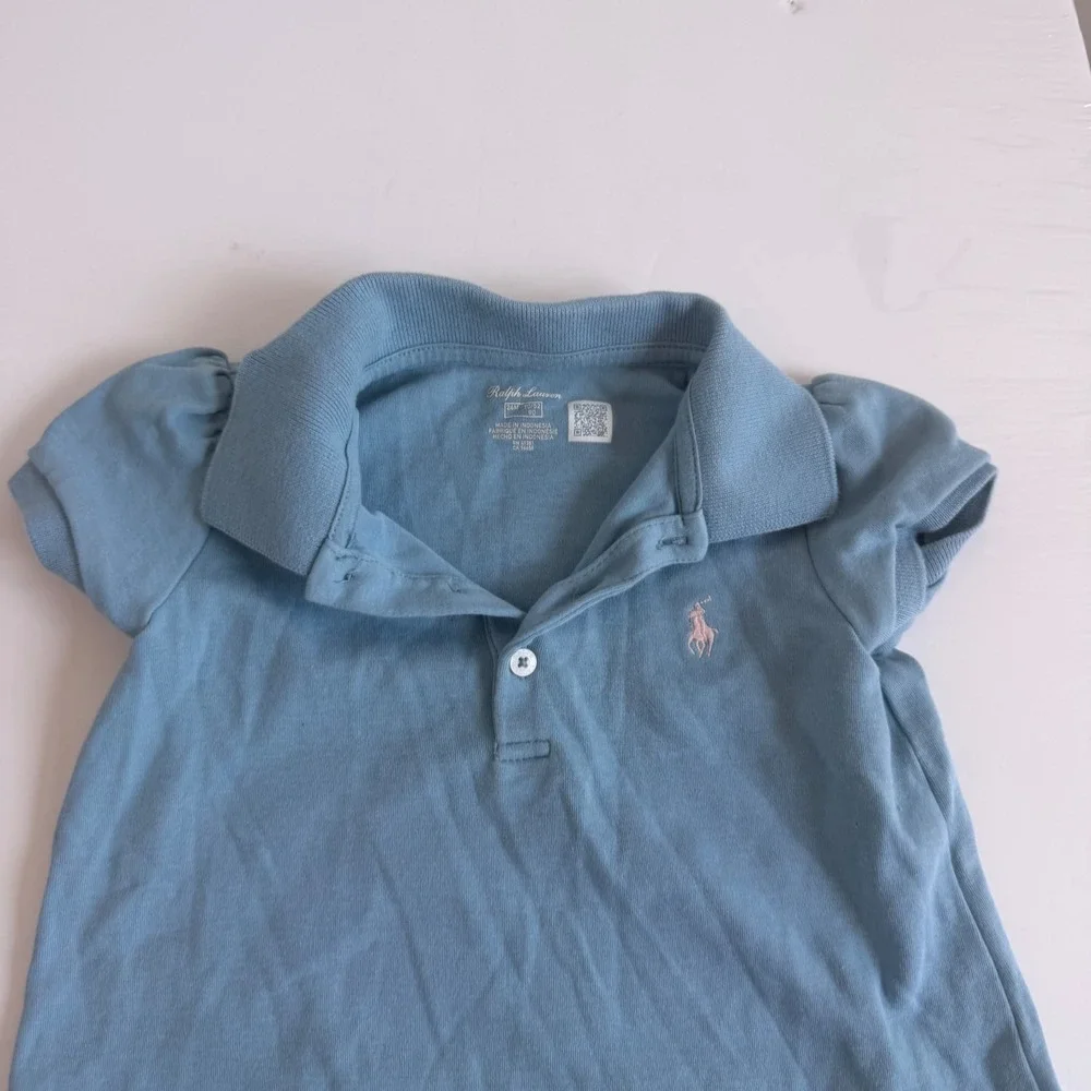 Ralph Lauren Baby Girl Ruffle Polo Dress in Blue Size 24 Months